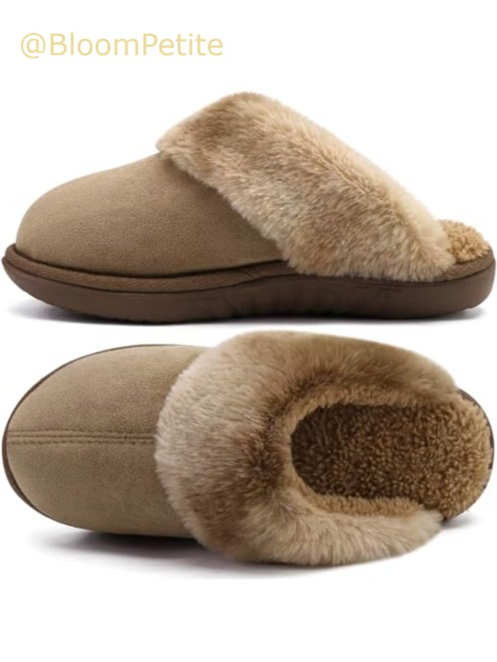 Womens Memory Foam Slippers Faux Fur Indoor Outdoor House Shoes